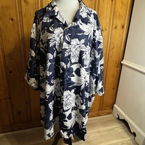 Camisa hawaiana de poliéster MCEDAR 5XL para hombre azul marino y blanco - Imagen 1 de 8