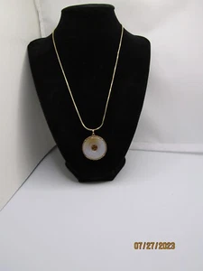 Stunning 14K Solid Gold & Jade 17'' Necklace Pendant & Bezel. CL932 - Picture 1 of 8