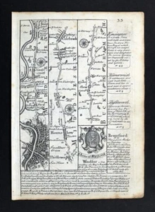 1720 Ogilby Bowen Road Map London Hounslow Maidenhead Henly Abingdon England UK - Picture 1 of 5