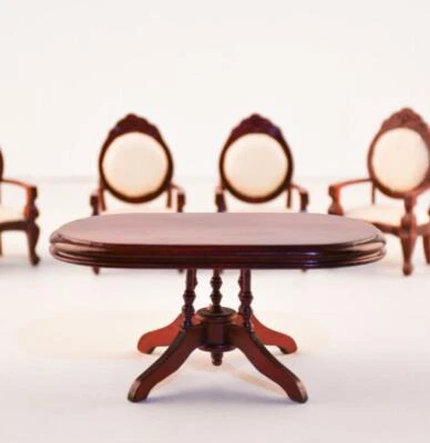 ILAND 1:12 Dollhouse Mini Dining Room Oval Dining Table Furniture Model Crafts Decorat