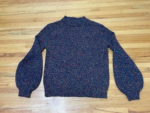 Anthropologie Seen Worn Kept Pullover Sweater Women's L Blue Confetti Mock Neck - Picture 1 of 8