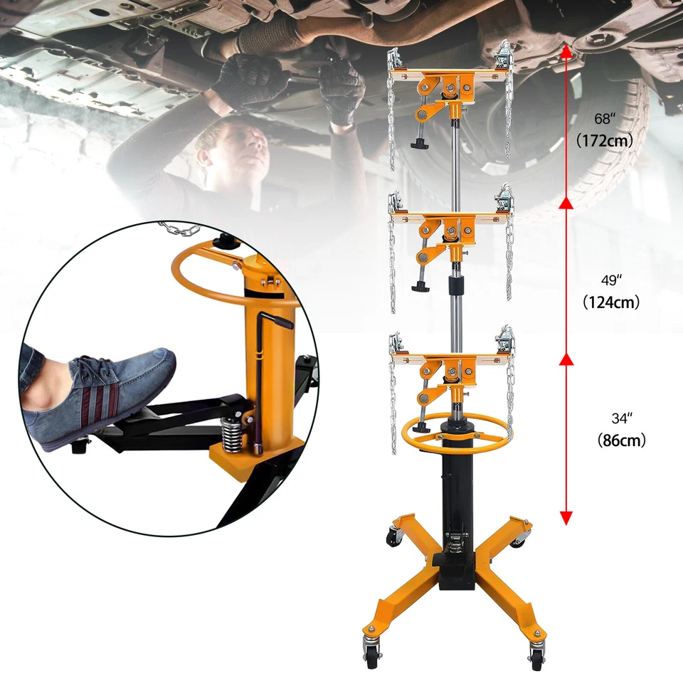 Transmission Jack 1660 LBS, Heavy-Duty Hydraulic Lift with 360° Swivel Hoist - Image 1 of 4