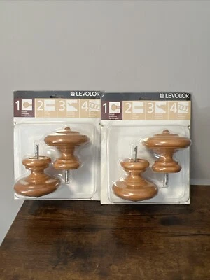 NUEVO 2 pares de acabados de madera LECOLOR Restina para varillas de 1-3/8" 83124.086, bronceado claro Foto 1 de 4