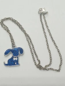 Collar Azul Brillante Cachorro Tono Plateado Moda Joyería Pajarita Colgante De Colección  - Imagen 1 de 3