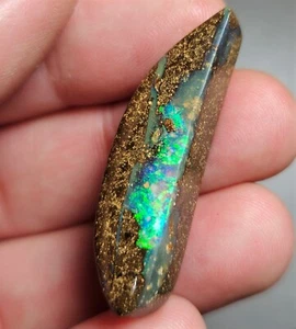 Polished Boulder Opal Quilpie Green Crystal 24.35 Ct Lapidary Australian Opal - Picture 1 of 20