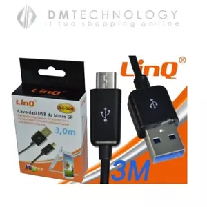 CAVO DATI USB A MICRO USB 5P RICARICA/DATI DA 3 M USB MICRO LINQ N4-300 - Foto 1 di 1