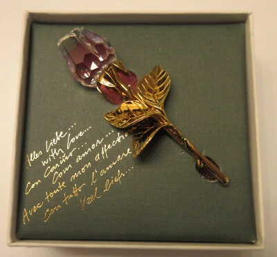 Broche broche caja folleto red Austria con amor de cristal rosa Swarovski Foto 1 de 4