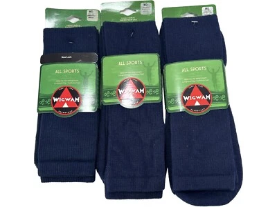 Wigwam Todos los Calcetines Deportivos Azul Marino Nuevo Antiguo Stock Atlético Med M 5-9.5 W 6-10 Lote Foto 1 de 3