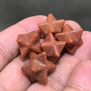 5 piezas oro rojo natural arena mini Merkaba estrella cuarzo cristal calavera reiki curación - Imagen 1 de 10
