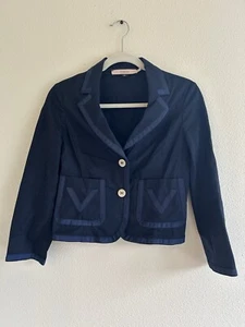 RED Valentino Cropped Blazer Jacket Navy Blue 42 - Picture 1 of 6