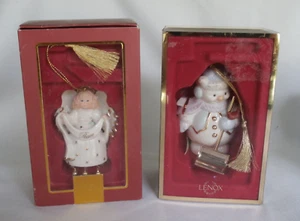 2 Lenox Ornament ~ Ringing in Peace Angel * Shoveling Snowman ~ w/Boxes - Picture 1 of 4