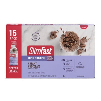 Batidos Slim Fast Advanced Nutrition Cremosos Chocolate Alto en Proteínas 11 oz. 15 pk Foto 1 de 4
