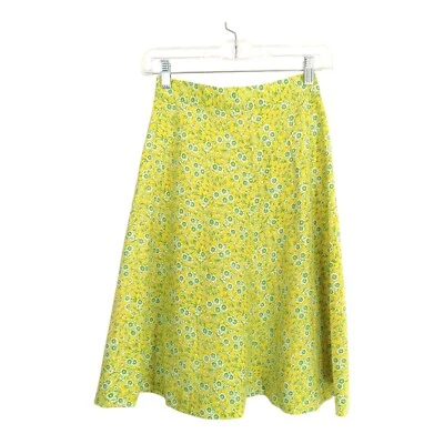 Handmade Unbranded Floral Yellow Green Skirt *See Description For Sizing* VTG - Image 1 of 4