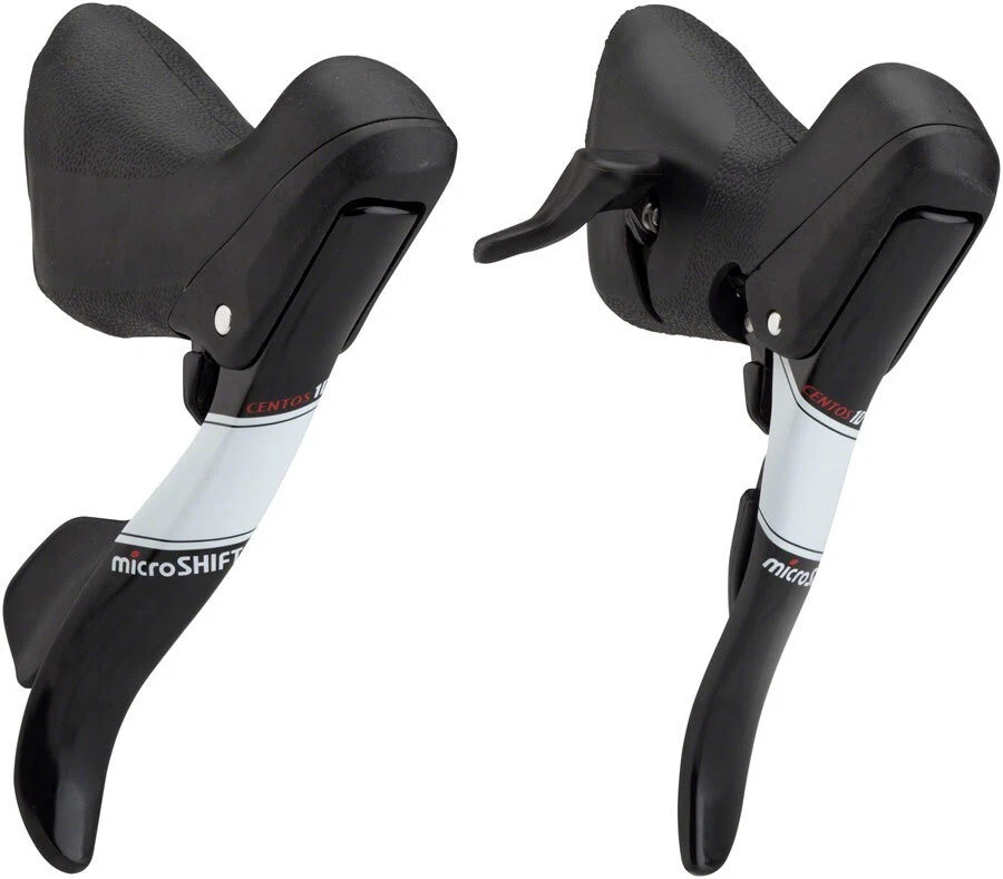 microSHIFT Centos Drop Bar Shifter Brifters, 11-Speed (2x11), Black & White - Image 1 of 1