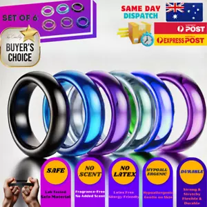 6 Pack Stretchy Silicone Cock & Penis Rings Erection Aid Adult Sex Toy Men - Picture 1 of 7