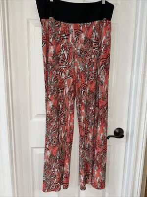Pantalones Mujer con Control XL Pierna Ancha Suave Estampado Coral Estampado Animal Usados en Excelente Condición Foto 1 de 4