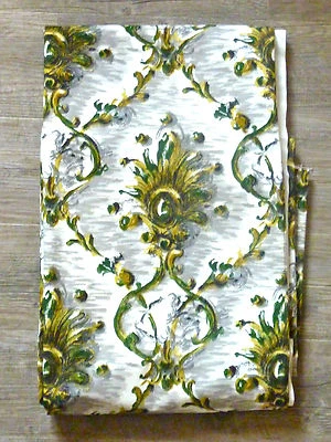 2 grands coupons de tissu, vert, jaune, Istria, vintage An 50, 2 X 2m60 par 1m25 - Photo 1/4