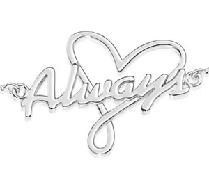 Pulsera de Plata Esterlina Sólida 925 Amor Siempre Corazón Ajustable Caja Cadena Letras - Imagen 1 de 4