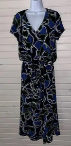 Vestido Chicos Travelers Talla 2 (GRANDE) Azul Verde Plantilla Floral Imitación Envolvente Usado en Excelente Condición - Imagen 1 de 13