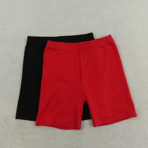 Yeriok Shorts Girls 12-14 Y 2 Pair Black Red Pull On 100% Cotton Casual - Picture 1 of 13