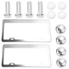 2Pcs Chrome Stainless Steel Metal License Plate Tag Cover Screw Caps Universal