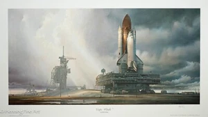 Beautiful NASA Lithograph Space Shuttle Lithograph by Attila Hejja SIGNED, RARE! - Picture 1 of 8