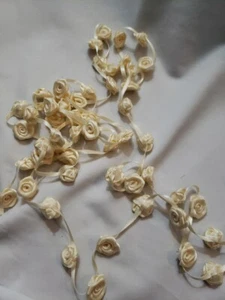 set of 55, artificial 1/2" Cream Color/Satin flowers for doll's clothes, hats - Picture 1 of 4