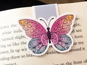 Boho Butterfly Magnetic Bookmark Book Lover Bookish Reader Gift Bookclub Art - Picture 1 of 2