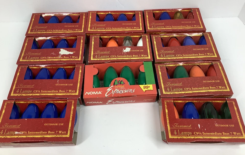 Lote de 11 - Paquete de 4 luces navideñas exteriores vintage C9 1/4 - 7 vatios Foto 1 de 1