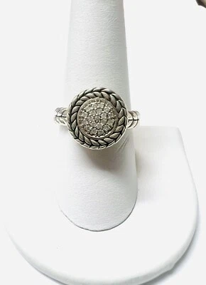 Anillo circular disco diamante plata esterlina John Hardy JAI talla 9 Foto 1 de 4