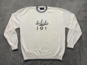 Vintage Isle Of Cotton Sweater Men's Extra Large Tight Knit Boating Nautical Y2k - Picture 1 of 12