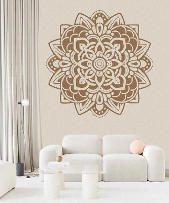 Calcomanía de pared mandala marrón tonos neutros flor Foto 1 de 4