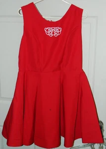 Embroidered Red w/ Black Girls Irish Step Dancing Costume w/ Cape Large VG - Exc - Picture 1 of 9