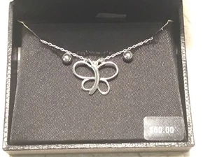 NWT Kohl's BUTTERFLY Necklace 925 Sterling Silver & Earrings Boxed Jewelry Set - Picture 1 of 5