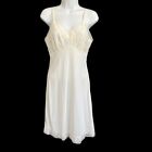 Henson Kickernick Vtg Ivory Nylon Lace Slip Dress 34 Nightgown Small Grannycore