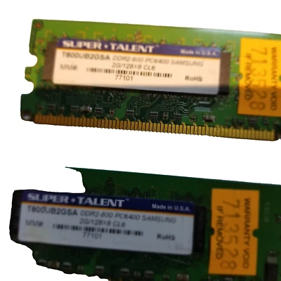 2GB DDR2-800 DIMM Super Talent T800UB2GSA  Desktop Memory RAM - Image 1 of 4