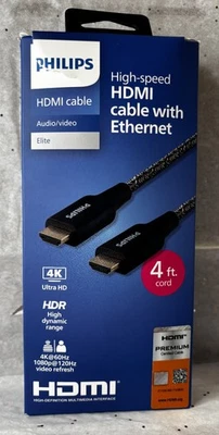 Philips 4' Elite Premium High-Speed HDMI Cable with Ethernet,  4K@60Hz - Braided - Image 1 of 2