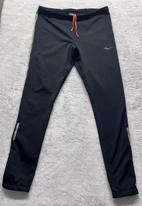 Saucony Running Tight Mens XXL Black Nylon Stretch Run Warm Drawstring Ankle Zip - Picture 1 of 12