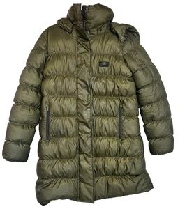 Abrigo largo con capucha verde mediano vintage NIKE Down Fill Puffer para mujer - Imagen 1 de 7