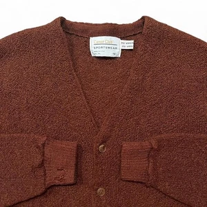 Cárdigan de Colección Career Club Para Hombre M Marrón Mezcla Mohair Tejido Golf Ropa Deportiva Años 70 - Imagen 1 de 6