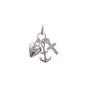 KBC - Pendentif Argent 925 - Trois Vertus Amour Foi Espérance Coeur Croix Ancre - Picture 1 of 1