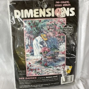 Rare Dimensions No Count Cross Stitch Kit "Her Garden" 1997 Vintage, ungeöffnet - Bild 1 von 6
