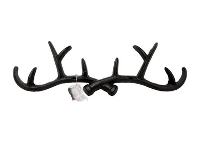Cast Iron Deer Antler Wall Hook Rack Key Towel Coat Hanger Cabin Decor Brown - Image 1 of 4
