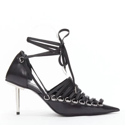 BALENCIAGA Corsé Cuero Negro Plata Hebillas Cordones Bomba EU36 Foto 1 de 4