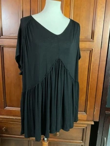 Lane Bryant Swing Tee Women’s Size  26/28 Solid Black Guc Slight Sheer As Seen C - Picture 1 of 12
