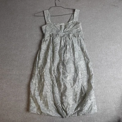 Vestido Stella McCartney 8 Gris Solero Mezcla Seda Corpiño Acanalado Dobladillo Reunido Foto 1 de 4