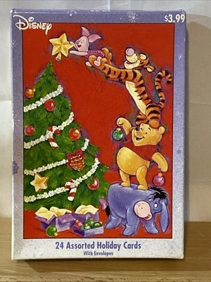 Disney Winnie The Pooh Christmas Holiday Card Assortment NEW Box of 24 - Image 1 of 4