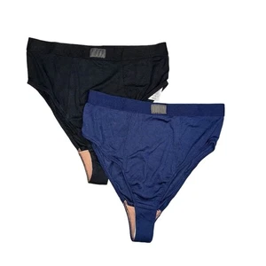 NWT Lunya Set of 2 Soft Modal Rib High Waisted Panties Briefs Navy and Black XS - Picture 1 of 5
