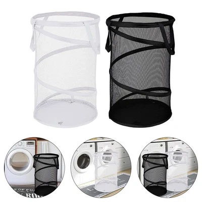 Space Saving Collapsible Storage Basket for Laundry Breathable Mesh Design - Image 1 of 4