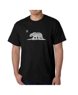 Camiseta California Bear negra grande para hombre arte de palabras CA Cities L nueva con etiquetas Foto 1 de 2